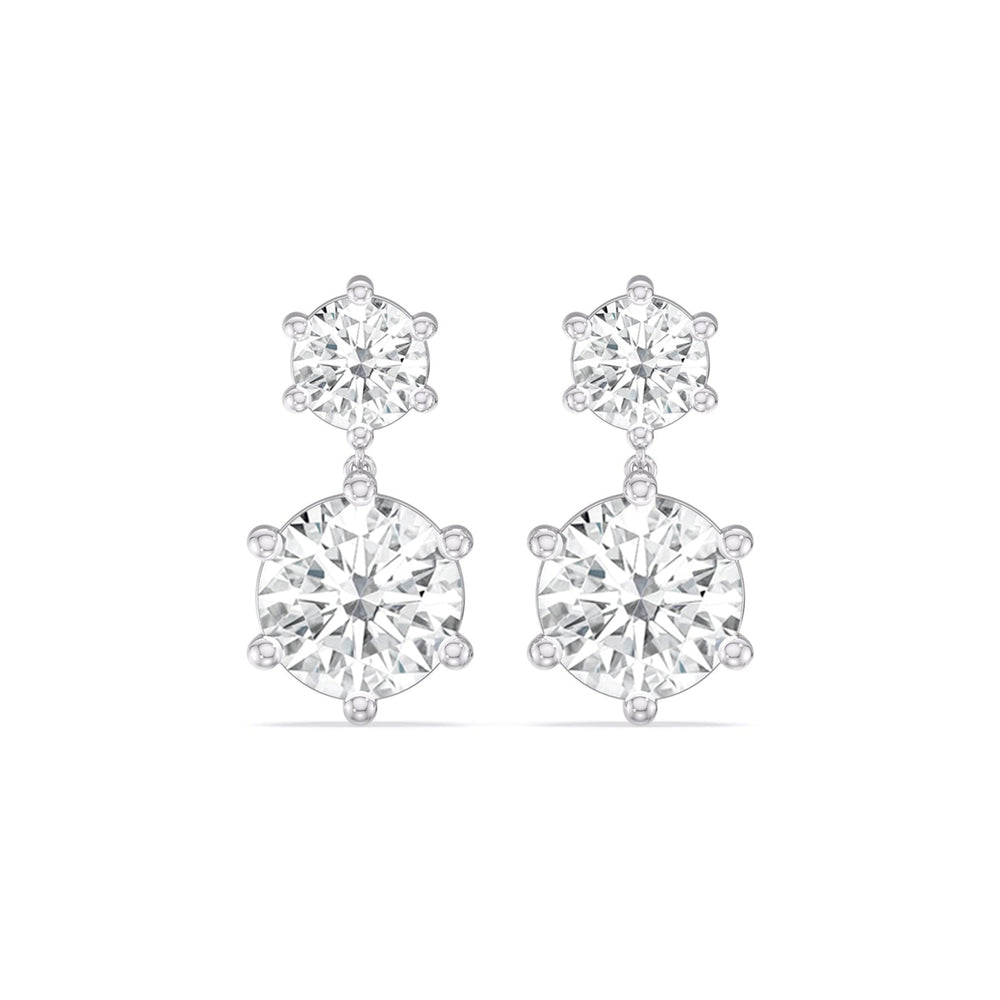 Diamond Duo Stud Earrings with 18KT White Gold / Lab / 4 Cut Diamond in 14KT White Gold / Lab / 4 view 4
