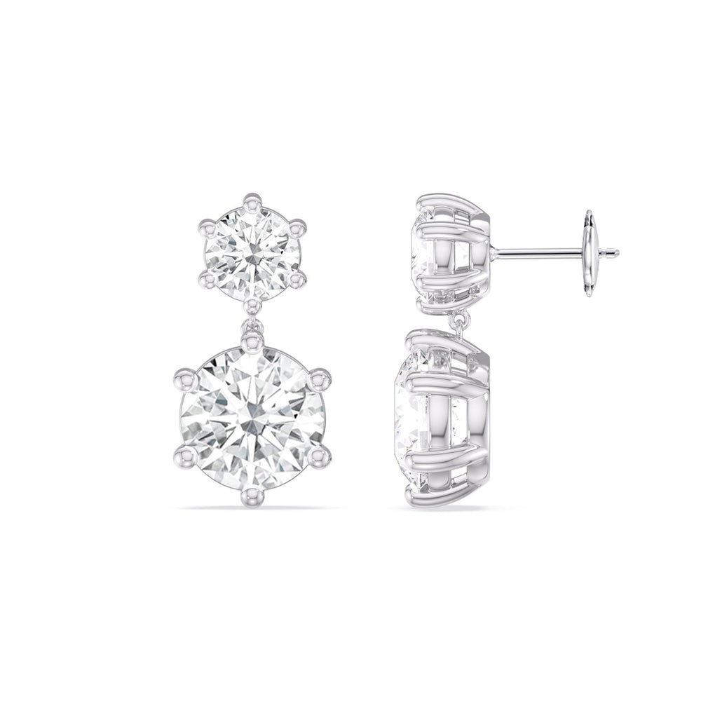 Diamond Duo Stud Earrings with 18KT White Gold / Lab / 4 Cut Diamond in 14KT White Gold / Lab / 4 view 5
