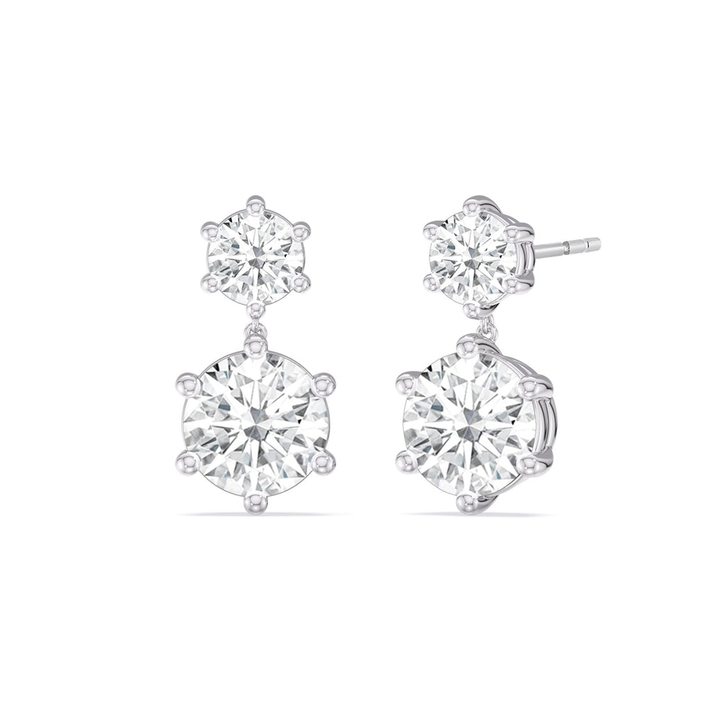 Diamond Duo Stud Earrings with 18KT White Gold / Lab / 4 Cut Diamond in 14KT White Gold / Lab / 4 view 1

