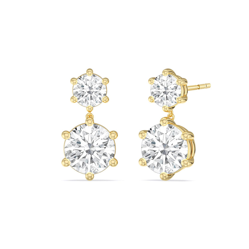 Diamond Duo Stud Earrings with 18KT Yellow Gold / Lab / 4 Cut Diamond in 14KT Yellow Gold / Lab / 4 view 1
