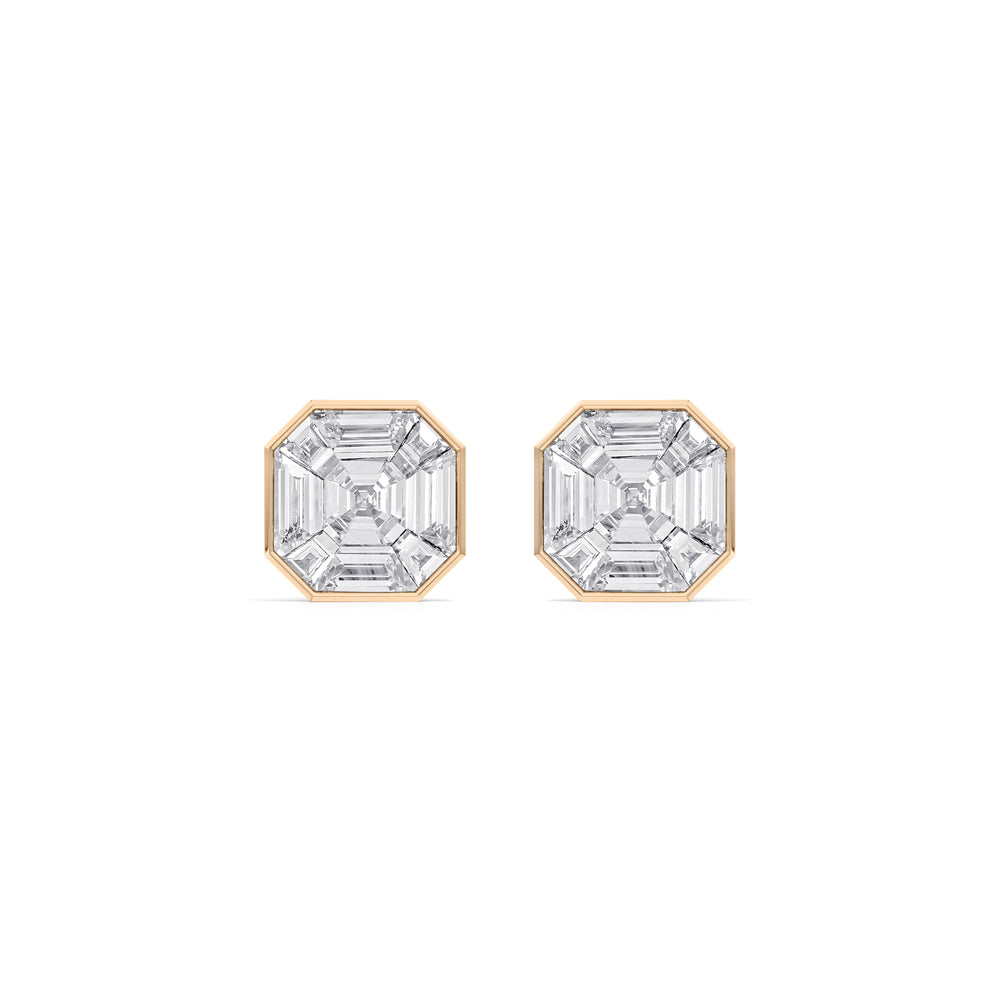 Ottavia Composite Diamond Stud Earrings with 18KT Rose Gold / Lab / 5 3/4 Cut Diamond in 14KT Rose Gold / Lab / 5 3/4 view 4

