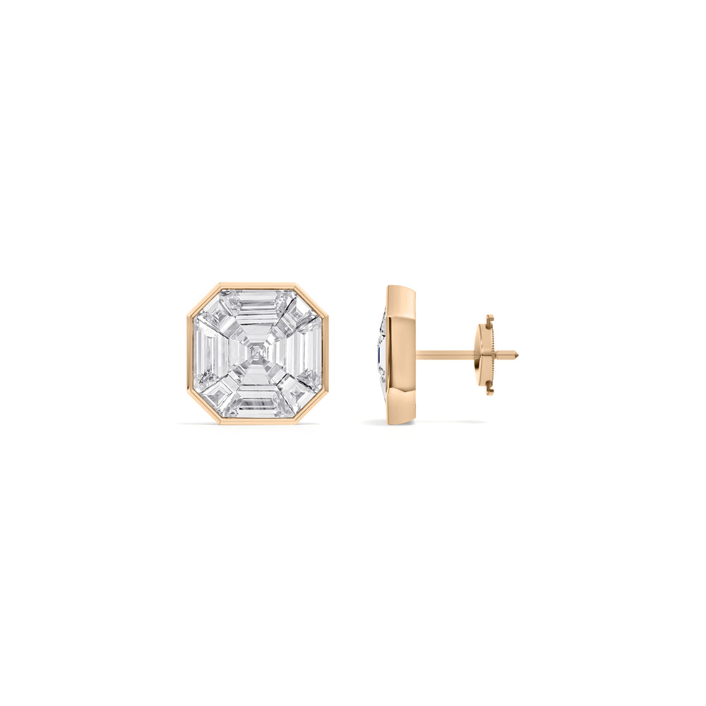 Ottavia Composite Diamond Stud Earrings with 18KT Rose Gold / Lab / 5 3/4 Cut Diamond in 14KT Rose Gold / Lab / 5 3/4 view 5
