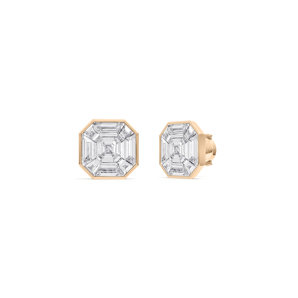 Ottavia Composite Diamond Stud Earrings with 18KT Rose Gold / Lab / 5 3/4 Cut Diamond in 14KT Rose Gold / Lab / 5 3/4 view 1
