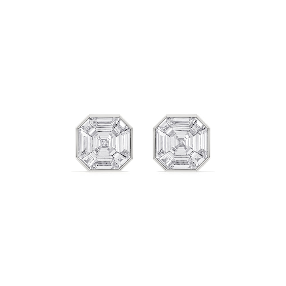 Ottavia Composite Diamond Stud Earrings with Platinum / Lab / 5 3/4 Cut Diamond in 14KT Platinum / Lab / 5 3/4 view 4
