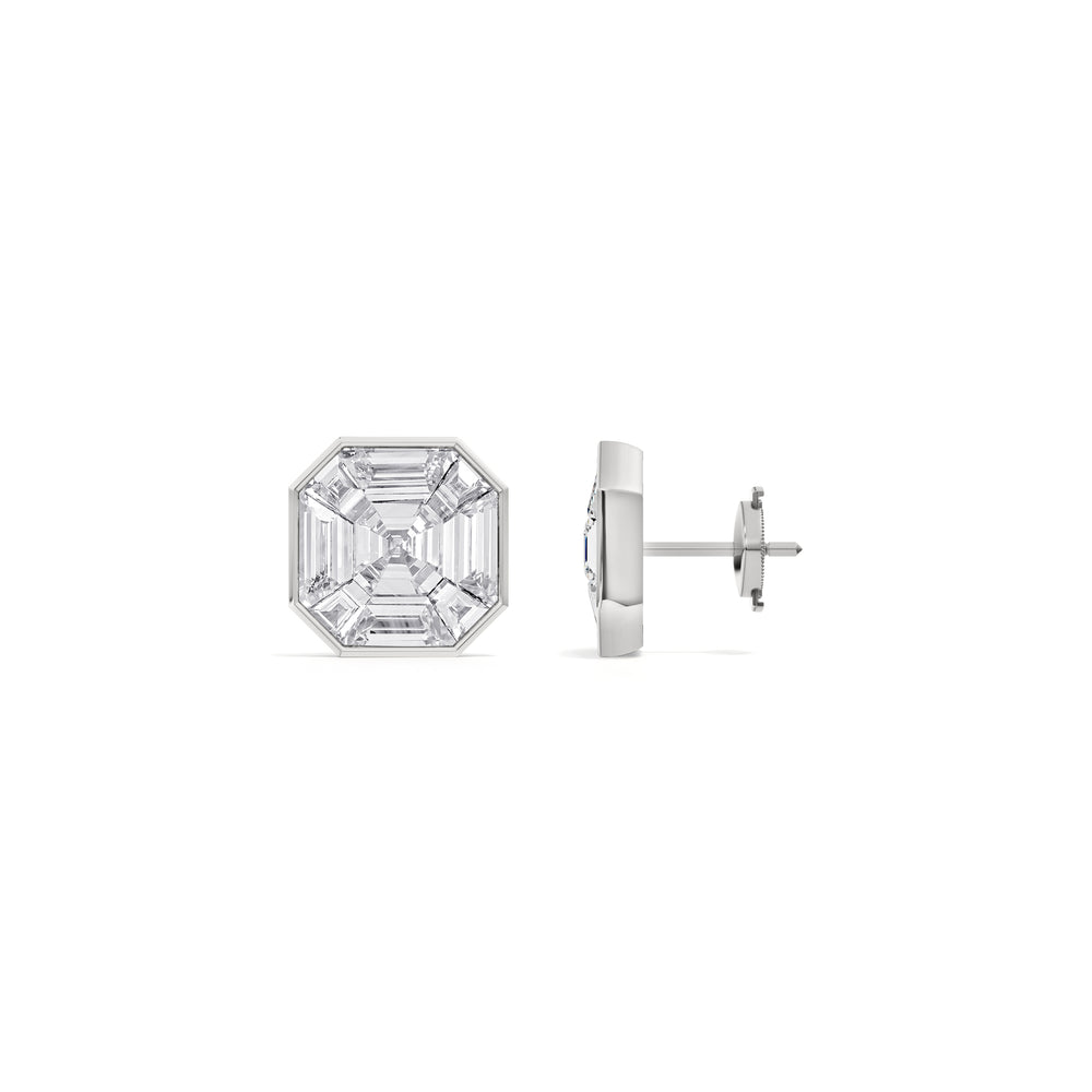 Ottavia Composite Diamond Stud Earrings with Platinum / Lab / 5 3/4 Cut Diamond in 14KT Platinum / Lab / 5 3/4 view 5

