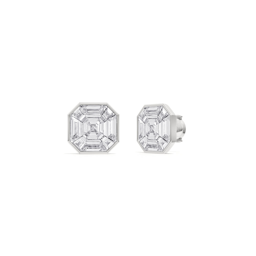 Ottavia Composite Diamond Stud Earrings with Platinum / Lab / 5 3/4 Cut Diamond in 14KT Platinum / Lab / 5 3/4 view 1
