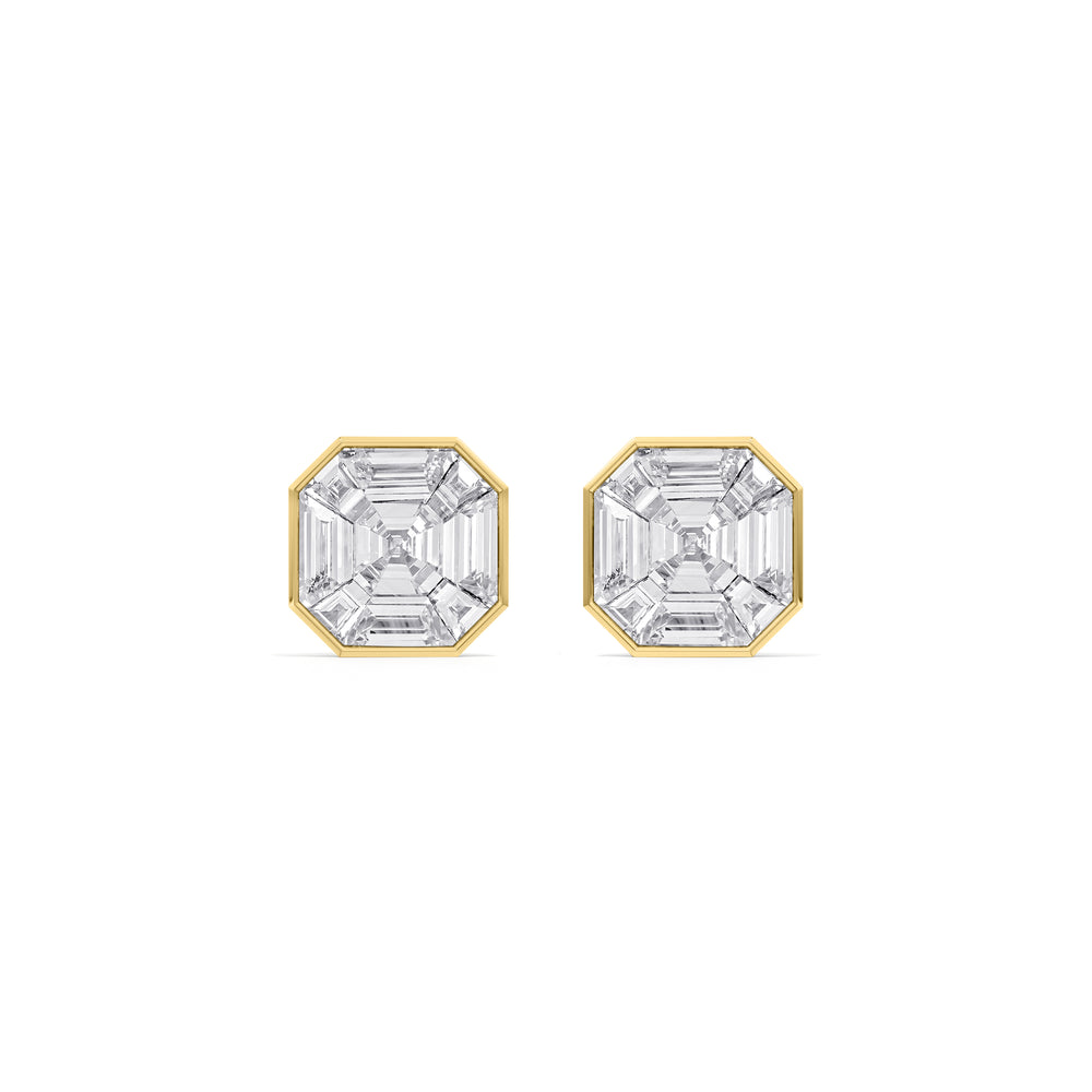 Ottavia Composite Diamond Stud Earrings with 18KT Yellow Gold / Lab / 5 3/4 Cut Diamond in 14KT Yellow Gold / Lab / 5 3/4 view 4
