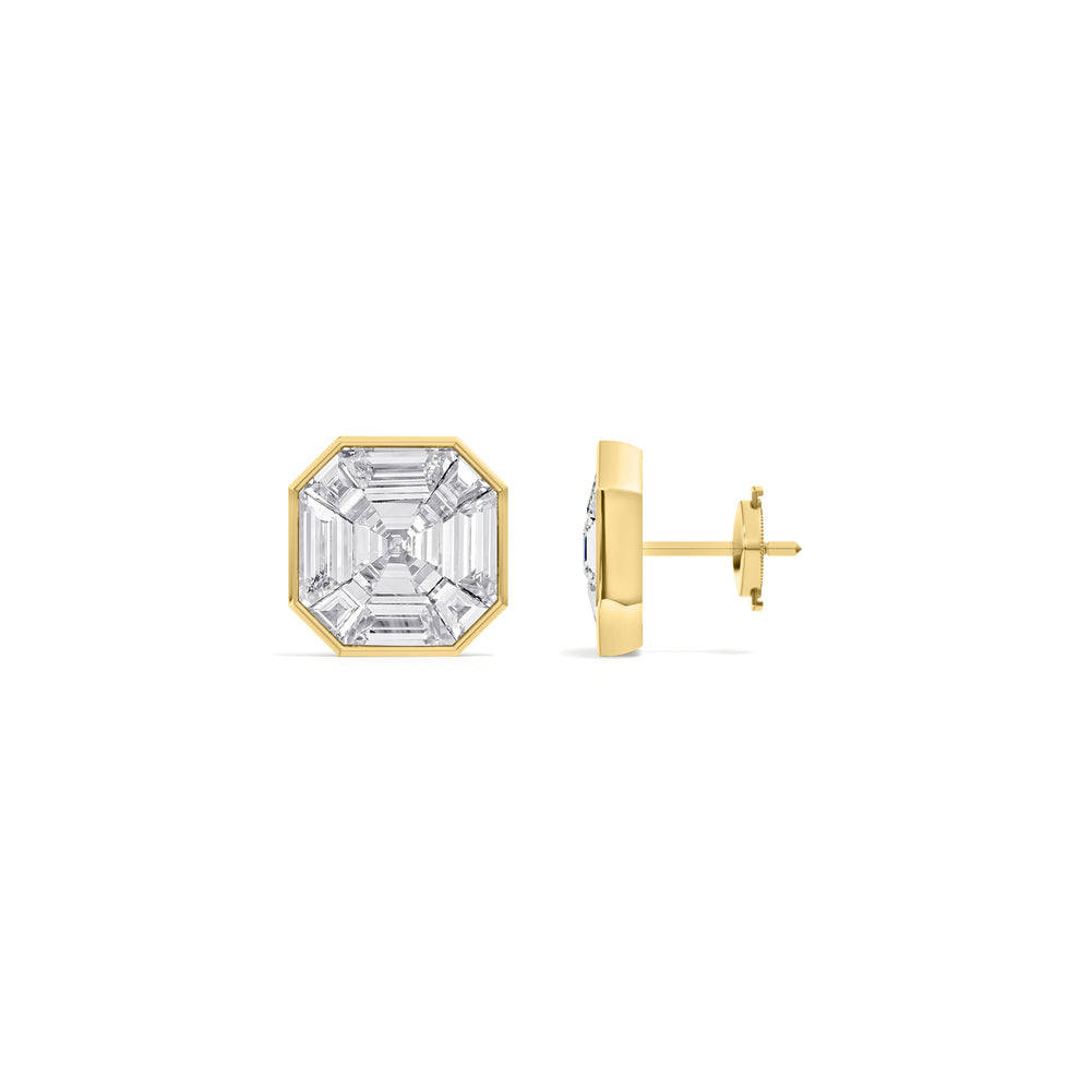 Ottavia Composite Diamond Stud Earrings with 18KT Yellow Gold / Lab / 5 3/4 Cut Diamond in 14KT Yellow Gold / Lab / 5 3/4 view 5
