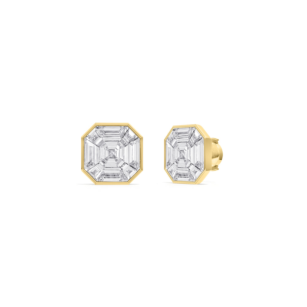 Ottavia Composite Diamond Stud Earrings with 18KT Yellow Gold / Lab / 5 3/4 Cut Diamond in 14KT Yellow Gold / Lab / 5 3/4 view 1
