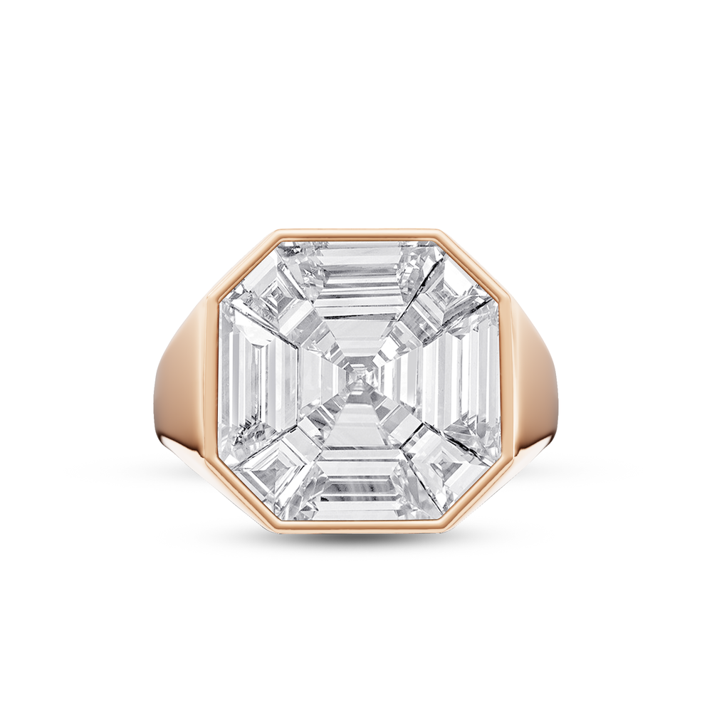 Ottavia Composite Diamond Ring with 18KT Rose Gold / Lab / 3 3/4 Cut Diamond in 14KT Rose Gold / Lab / 3 3/4 view 1
