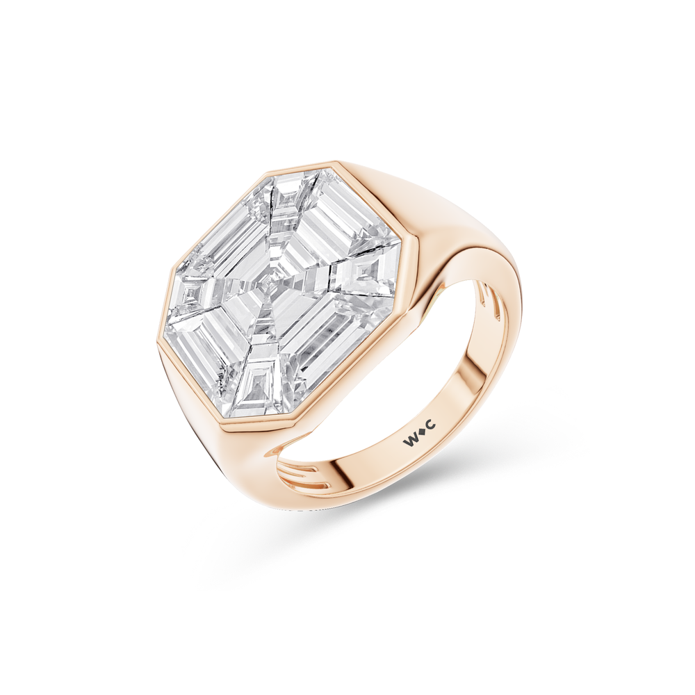 Ottavia Composite Diamond Ring with 18KT Rose Gold / Lab / 3 3/4 Cut Diamond in 14KT Rose Gold / Lab / 3 3/4 view 3
