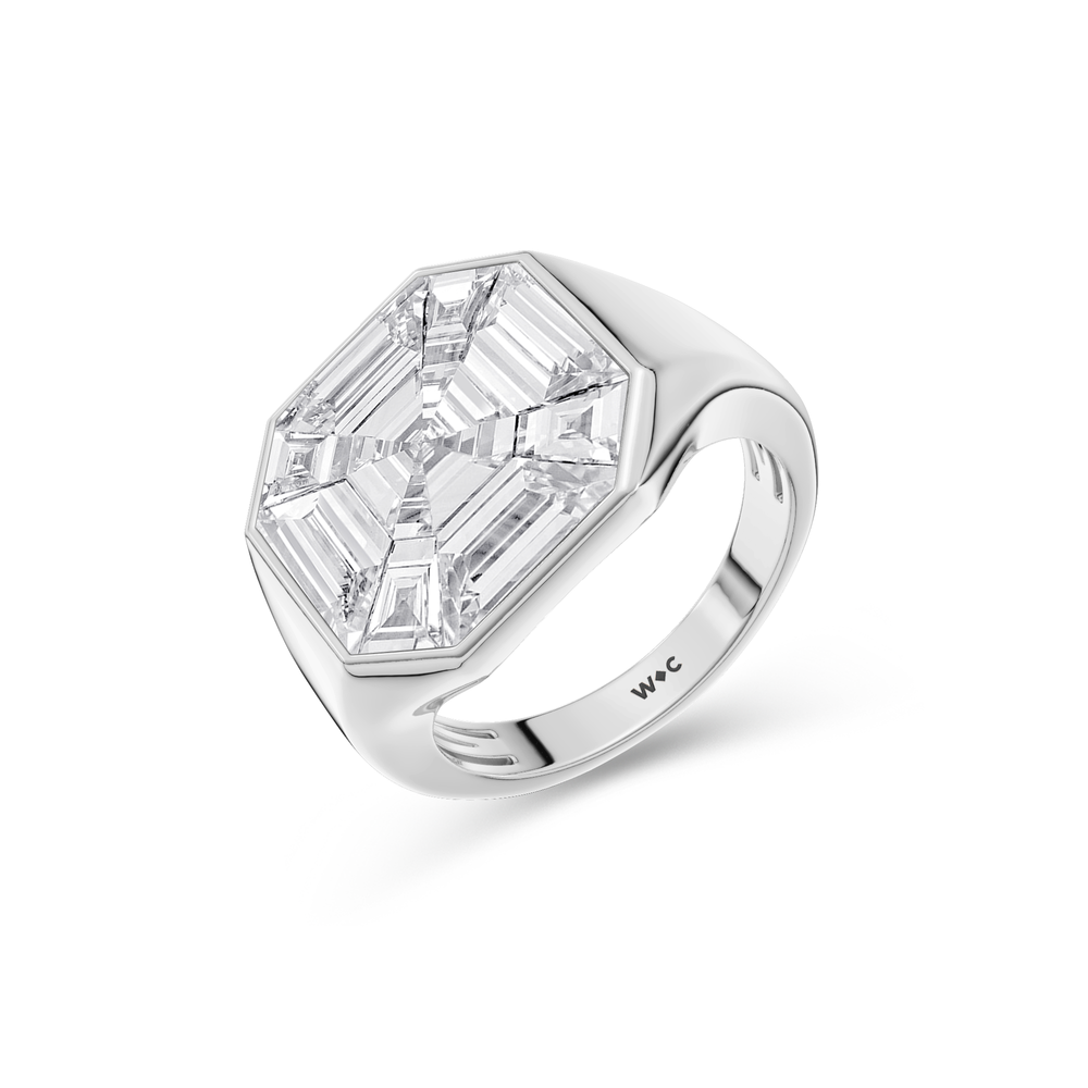 Ottavia Composite Diamond Ring with Platinum / Lab / 3 3/4 Cut Diamond in 14KT Platinum / Lab / 3 3/4 view 3
