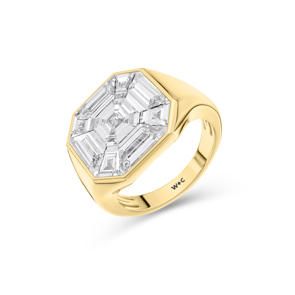 Ottavia Composite Diamond Ring with 18KT Yellow Gold / Lab / 3 3/4 Cut Diamond in 14KT Yellow Gold / Lab / 3 3/4 view 3
