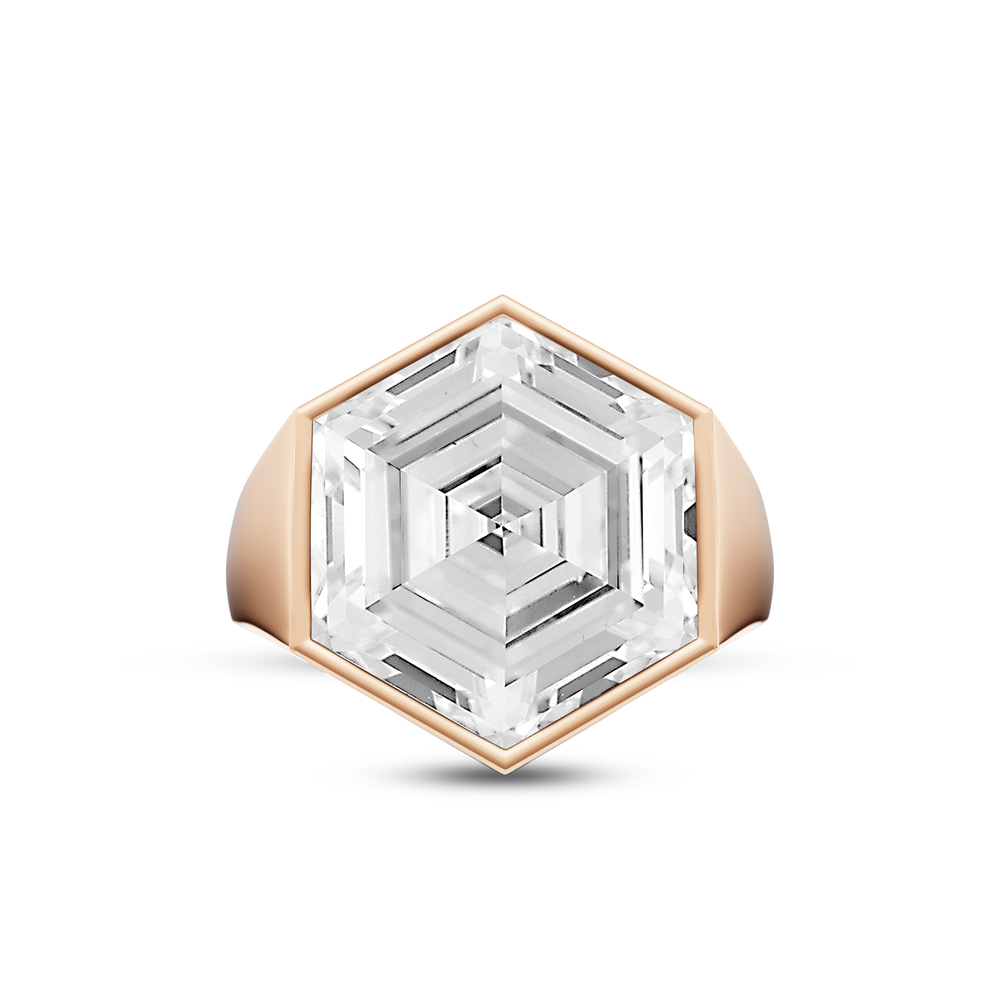 Juno Hexagon Composite Diamond Ring with 18KT Rose Gold / Lab / 3 5/8 Cut Diamond in 14KT Rose Gold / Lab / 3 5/8 view 1
