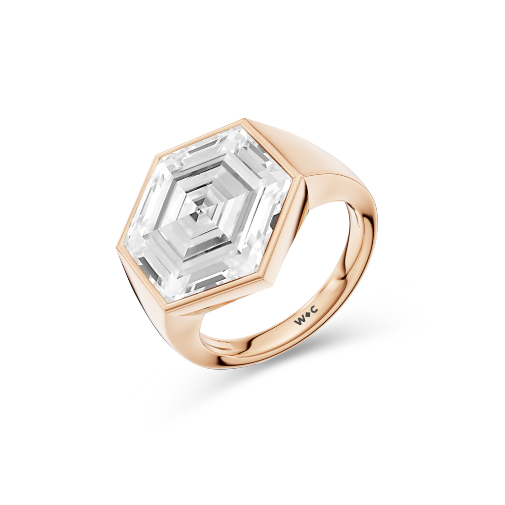 Juno Hexagon Composite Diamond Ring with 18KT Rose Gold / Lab / 3 5/8 Cut Diamond in 14KT Rose Gold / Lab / 3 5/8 view 3
