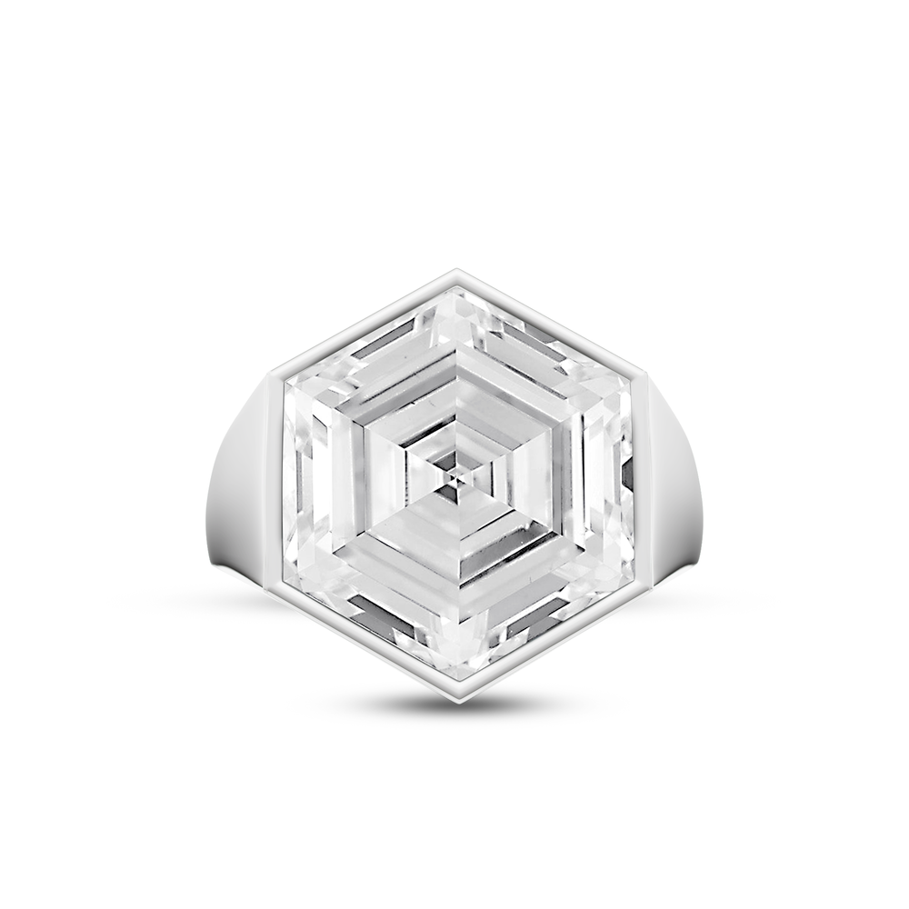 Juno Hexagon Composite Diamond Ring with Platinum / Lab / 3 5/8 Cut Diamond in 14KT Platinum / Lab / 3 5/8 view 1
