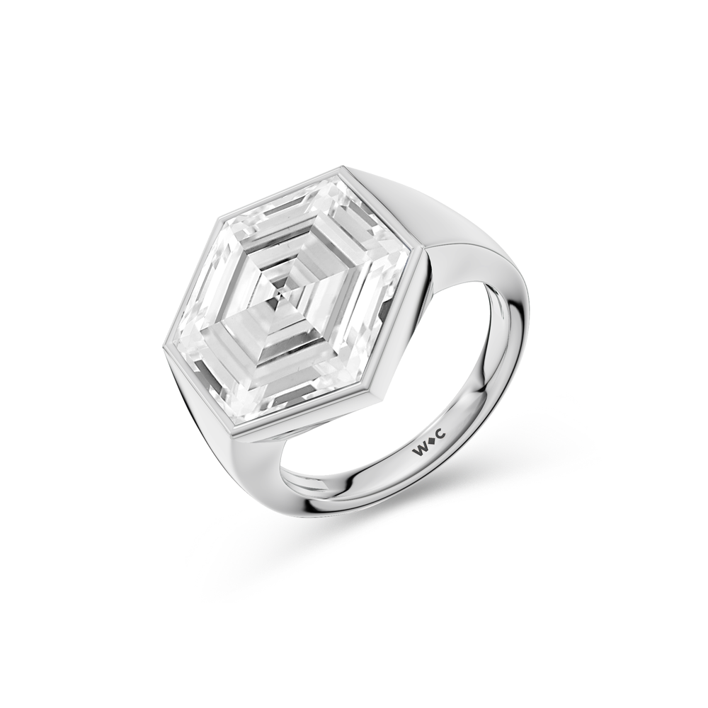 Juno Hexagon Composite Diamond Ring with Platinum / Lab / 3 5/8 Cut Diamond in 14KT Platinum / Lab / 3 5/8 view 3
