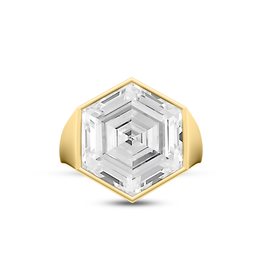 Juno Hexagon Composite Diamond Ring with 18KT Yellow Gold / Lab / 3 5/8 Cut Diamond in 14KT Yellow Gold / Lab / 3 5/8 view 1
