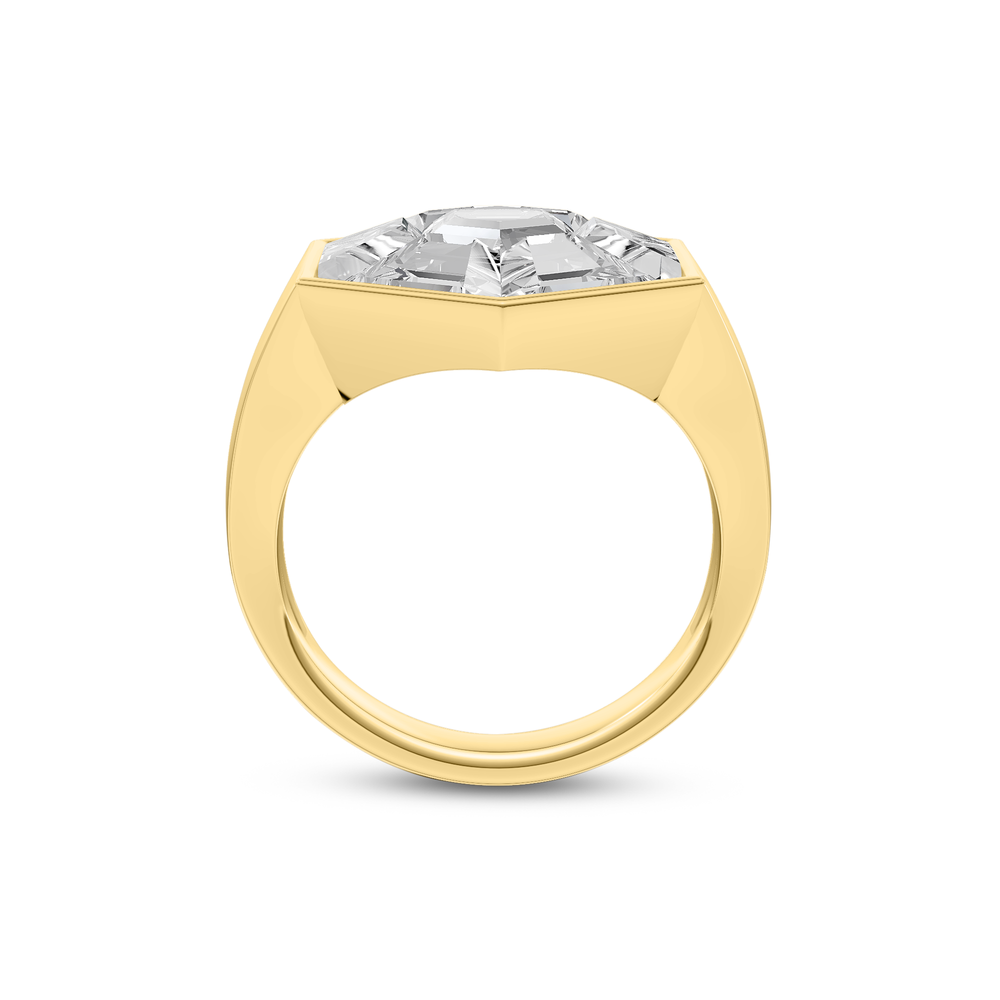 Juno Hexagon Composite Diamond Ring with 18KT Yellow Gold / Lab / 3 5/8 Cut Diamond in 14KT Yellow Gold / Lab / 3 5/8 view 2
