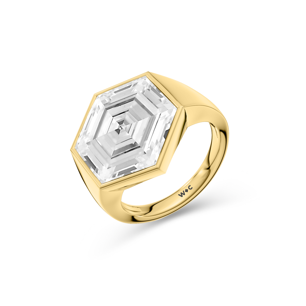 Juno Hexagon Composite Diamond Ring with 18KT Yellow Gold / Lab / 3 5/8 Cut Diamond in 14KT Yellow Gold / Lab / 3 5/8 view 3
