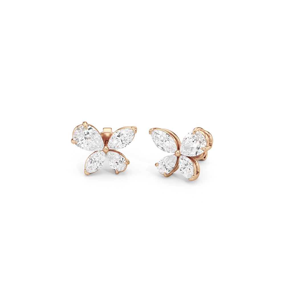 Marsilea Studs with 14KT Rose Gold / Lab / 1/2 Cut Diamond in 14KT Rose Gold / Lab / 1/2 view 2

