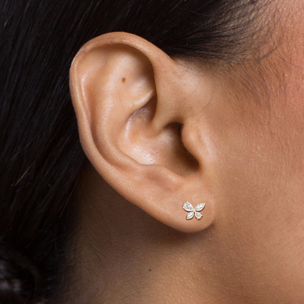 Marsilea Studs with 14KT White Gold / Lab / 1/2 Cut Diamond in 14KT White Gold / Lab / 1/2 view 3
