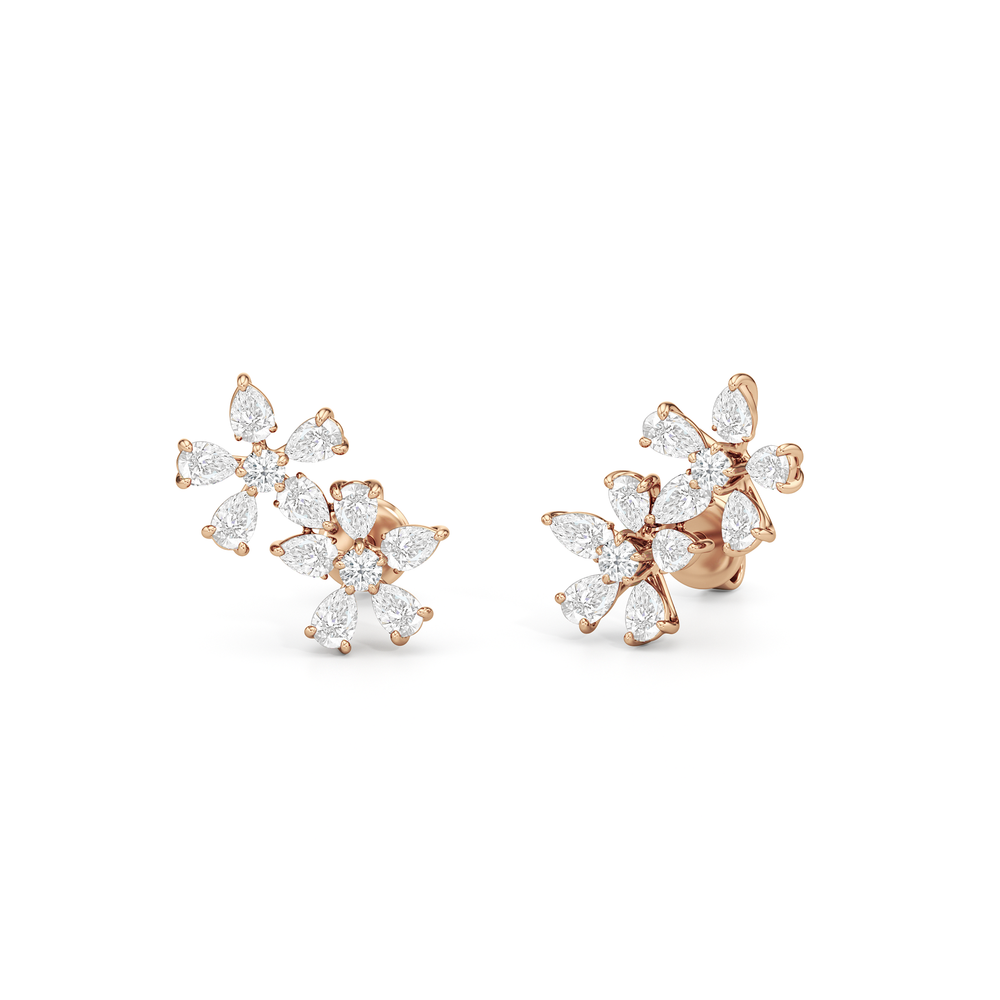 Daisy Duet Earrings with 14KT Rose Gold / Lab / 1 1/10 Cut Diamond in 14KT Rose Gold / Lab / 1 1/10 view 2
