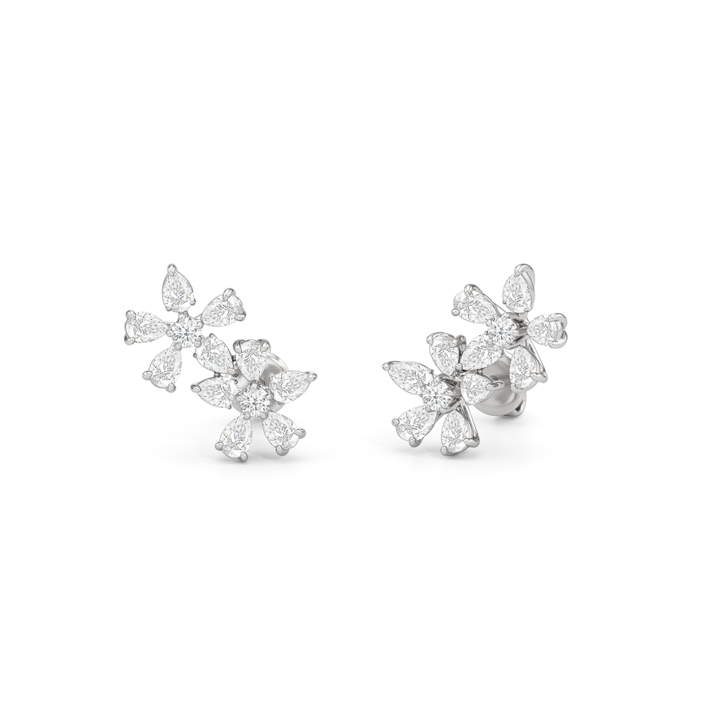Daisy Duet Earrings with 14KT White Gold / Lab / 1 1/10 Cut Diamond in 14KT White Gold / Lab / 1 1/10 view 2
