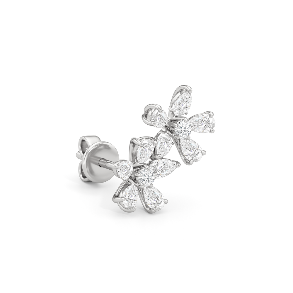 Daisy Duet Earrings with 14KT White Gold / Lab / 1 1/10 Cut Diamond in 14KT White Gold / Lab / 1 1/10 view 5
