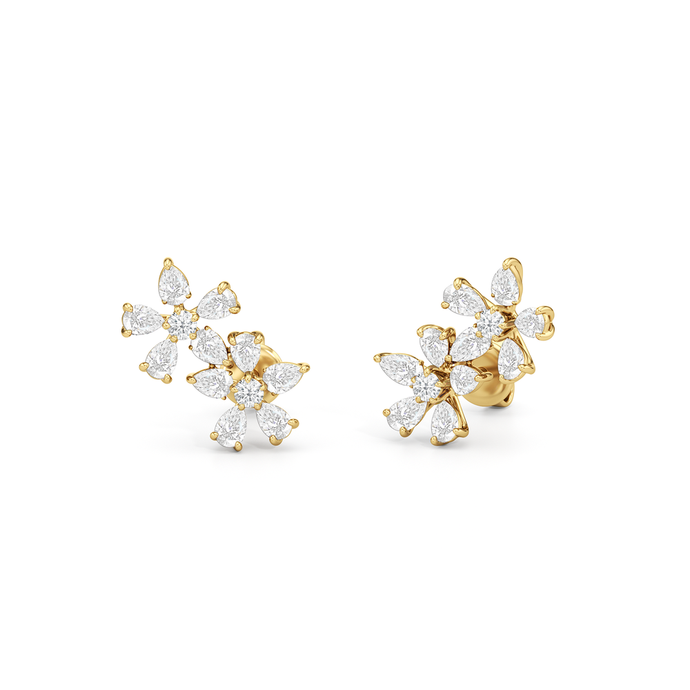 Daisy Duet Earrings with 14KT Yellow Gold / Lab / 1 1/10 Cut Diamond in 14KT Yellow Gold / Lab / 1 1/10 view 2
