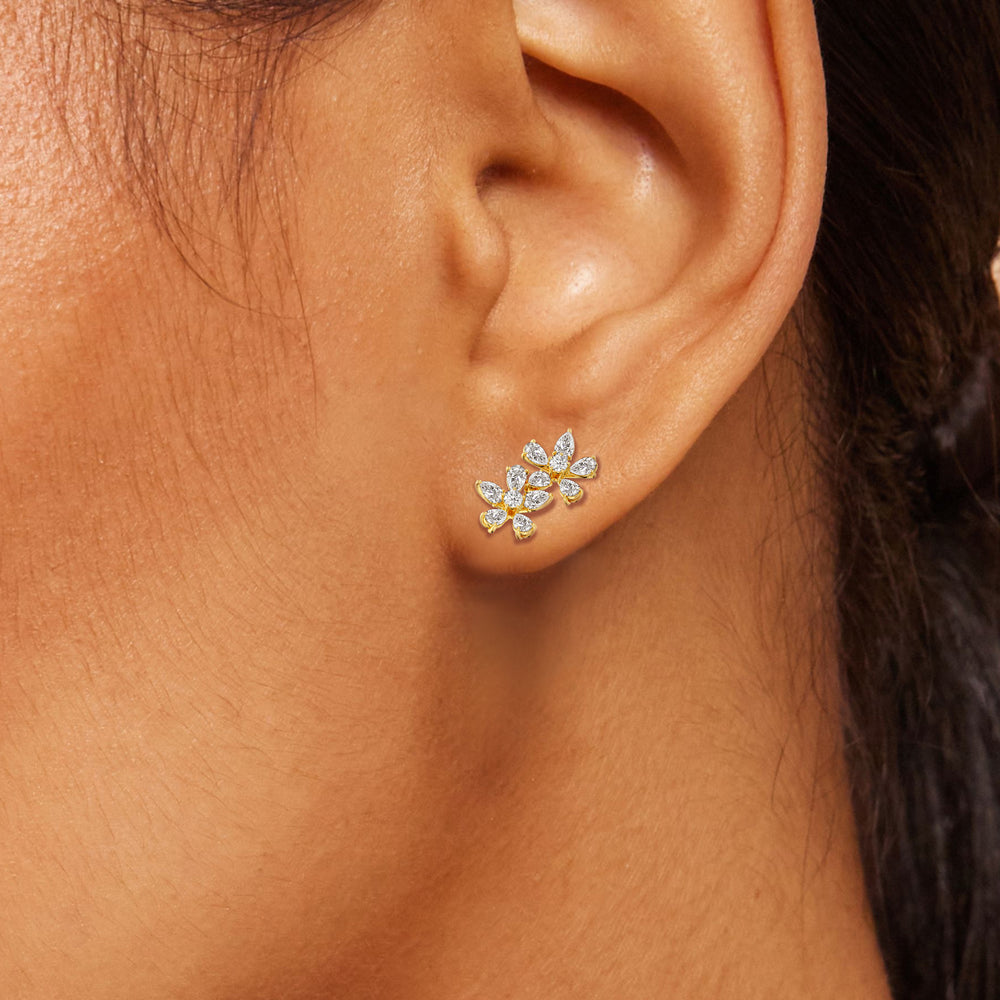 Daisy Duet Earrings with 14KT Rose Gold / Lab / 1 1/10 Cut Diamond in 14KT Rose Gold / Lab / 1 1/10 view 3

