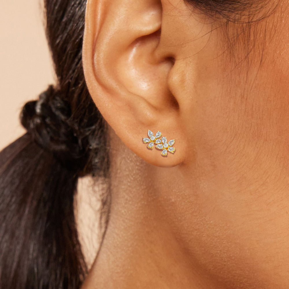 Daisy Duet Earrings with 14KT White Gold / Lab / 1 1/10 Cut Diamond in 14KT White Gold / Lab / 1 1/10 view 4
