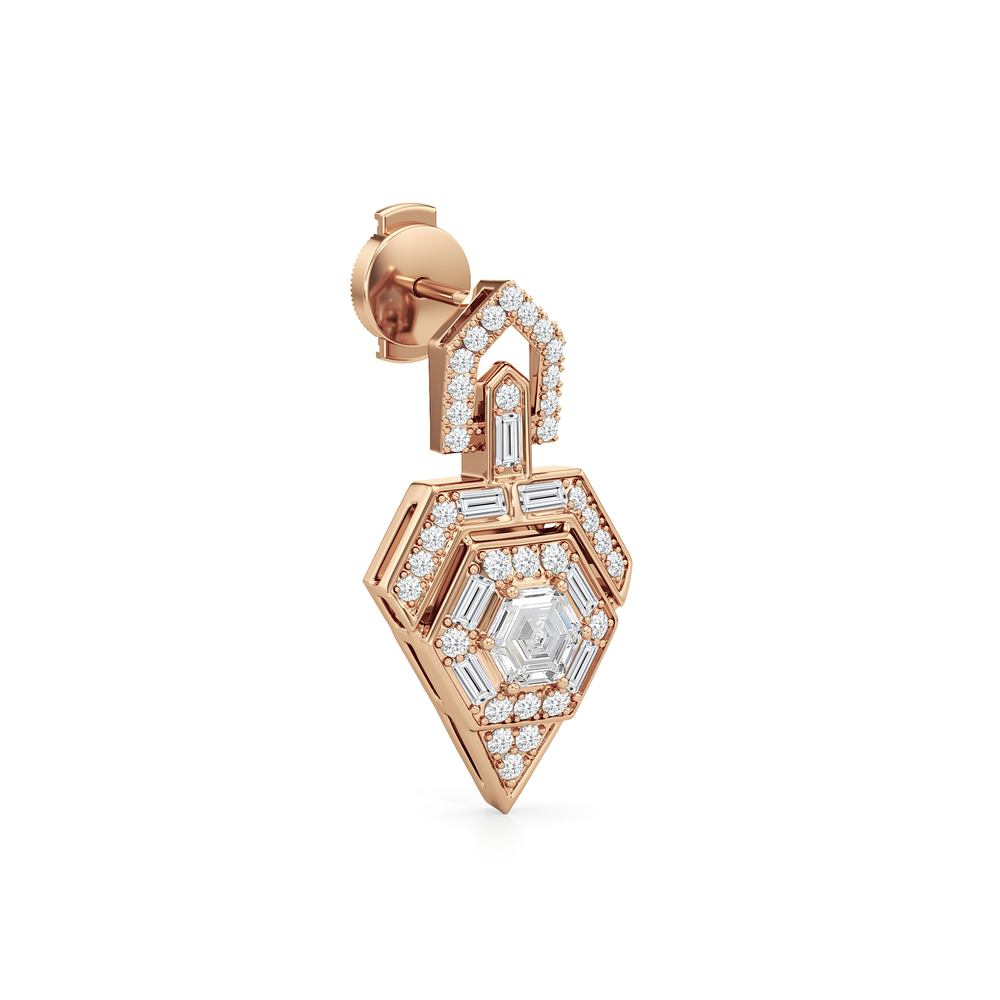 The Ziggurat Earrings with 18KT Rose Gold / Lab / 2 Cut Diamond in 14KT Rose Gold / Lab / 2 view 5
