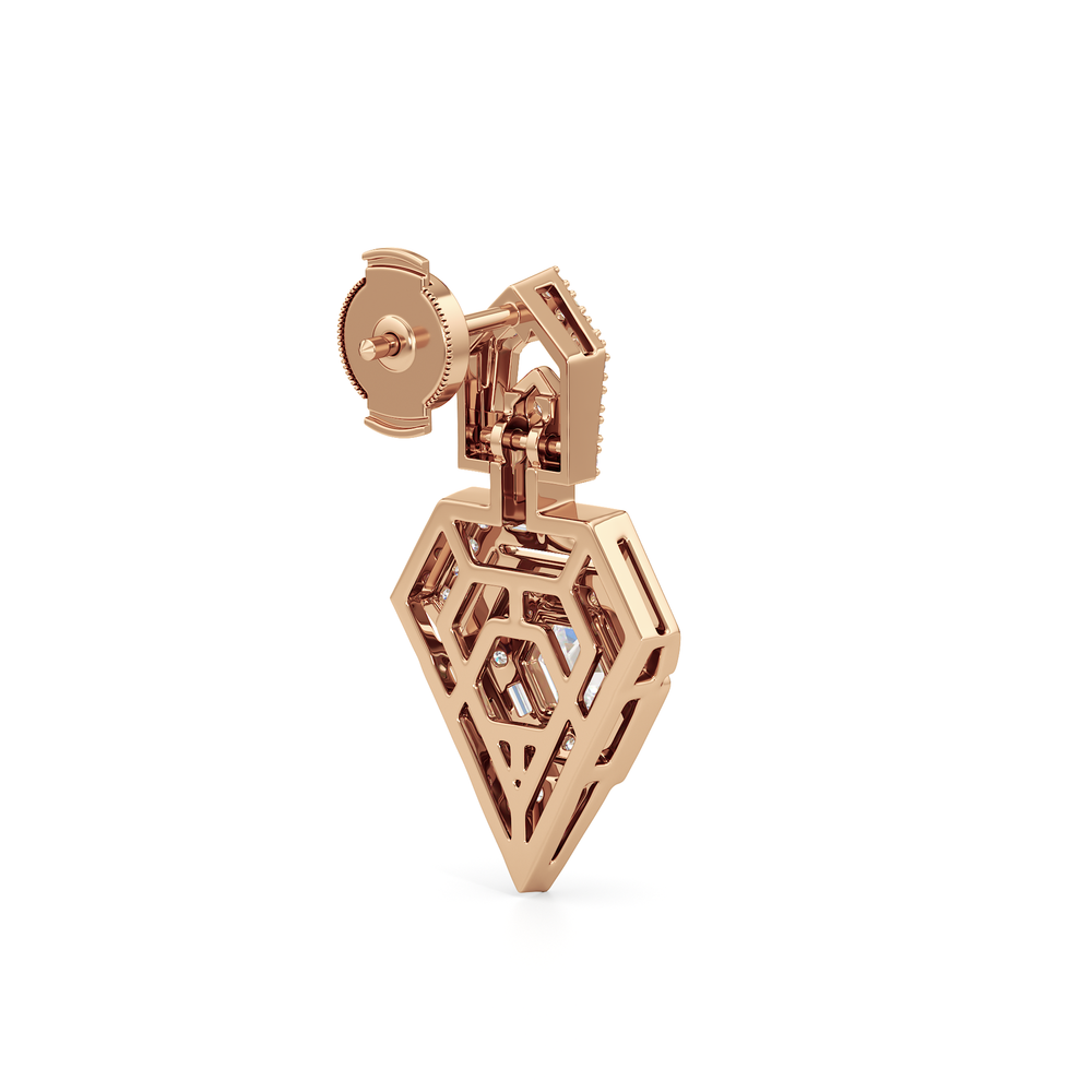The Ziggurat Earrings with 18KT Rose Gold / Lab / 2 Cut Diamond in 14KT Rose Gold / Lab / 2 view 6
