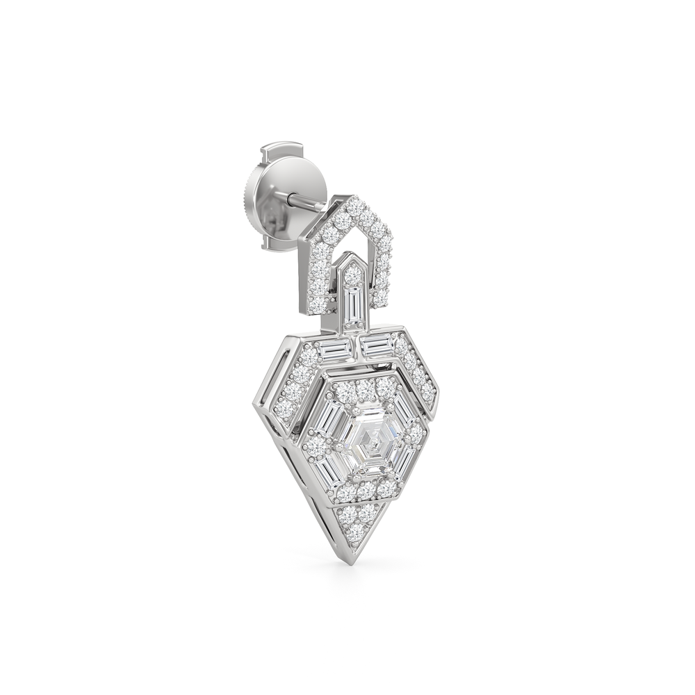 The Ziggurat Earrings with Platinum / Lab / 2 Cut Diamond in 14KT Platinum / Lab / 2 view 5
