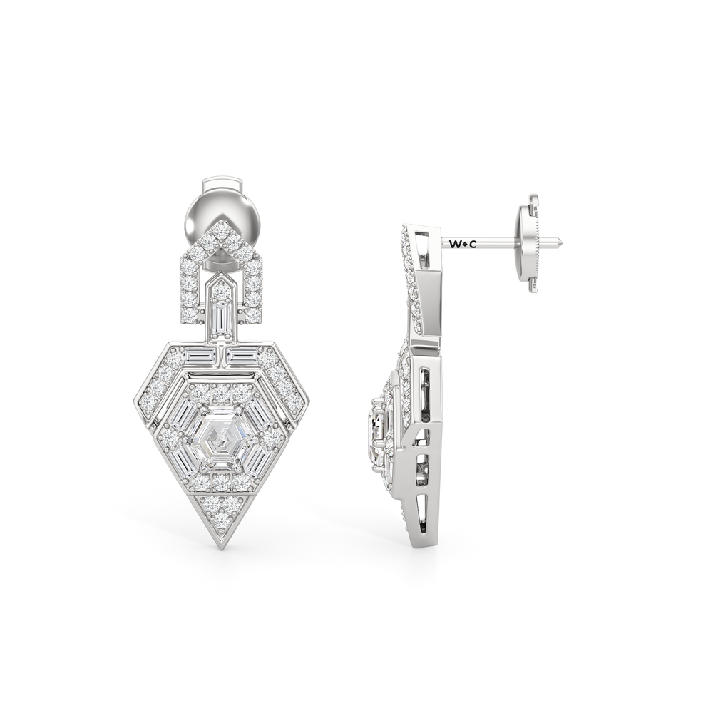 The Ziggurat Earrings with Platinum / Lab / 2 Cut Diamond in 14KT Platinum / Lab / 2 view 7
