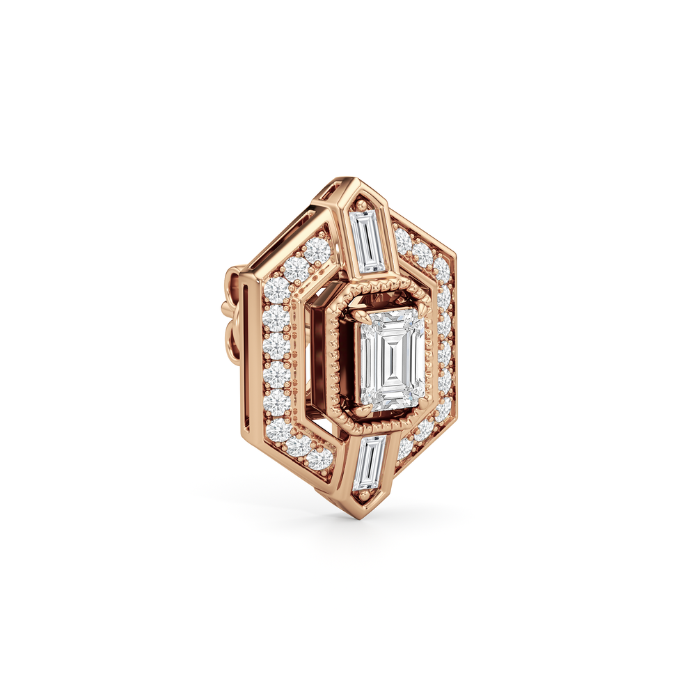 The Wiltern Earrings with 18KT Rose Gold / Lab / 1 1/10 Cut Diamond in 14KT Rose Gold / Lab / 1 1/10 view 4
