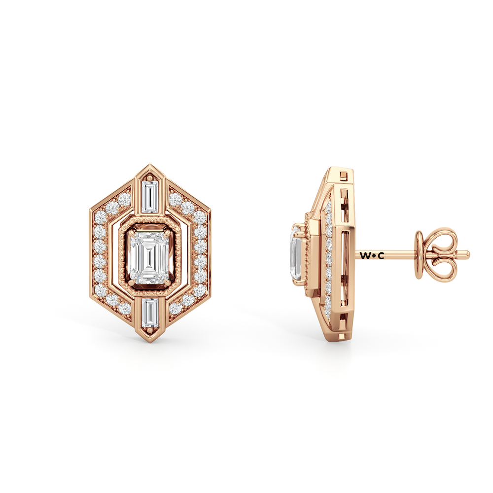 The Wiltern Earrings with 18KT Rose Gold / Lab / 1 1/10 Cut Diamond in 14KT Rose Gold / Lab / 1 1/10 view 6
