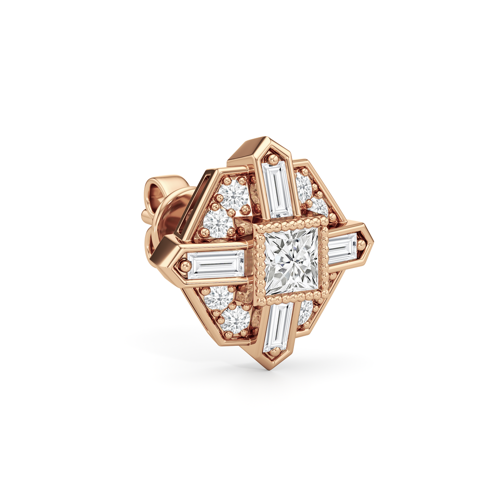 The Bullocks Earrings with 18KT Rose Gold / Lab / 1 1/5 Cut Diamond in 14KT Rose Gold / Lab / 1 1/5 view 5
