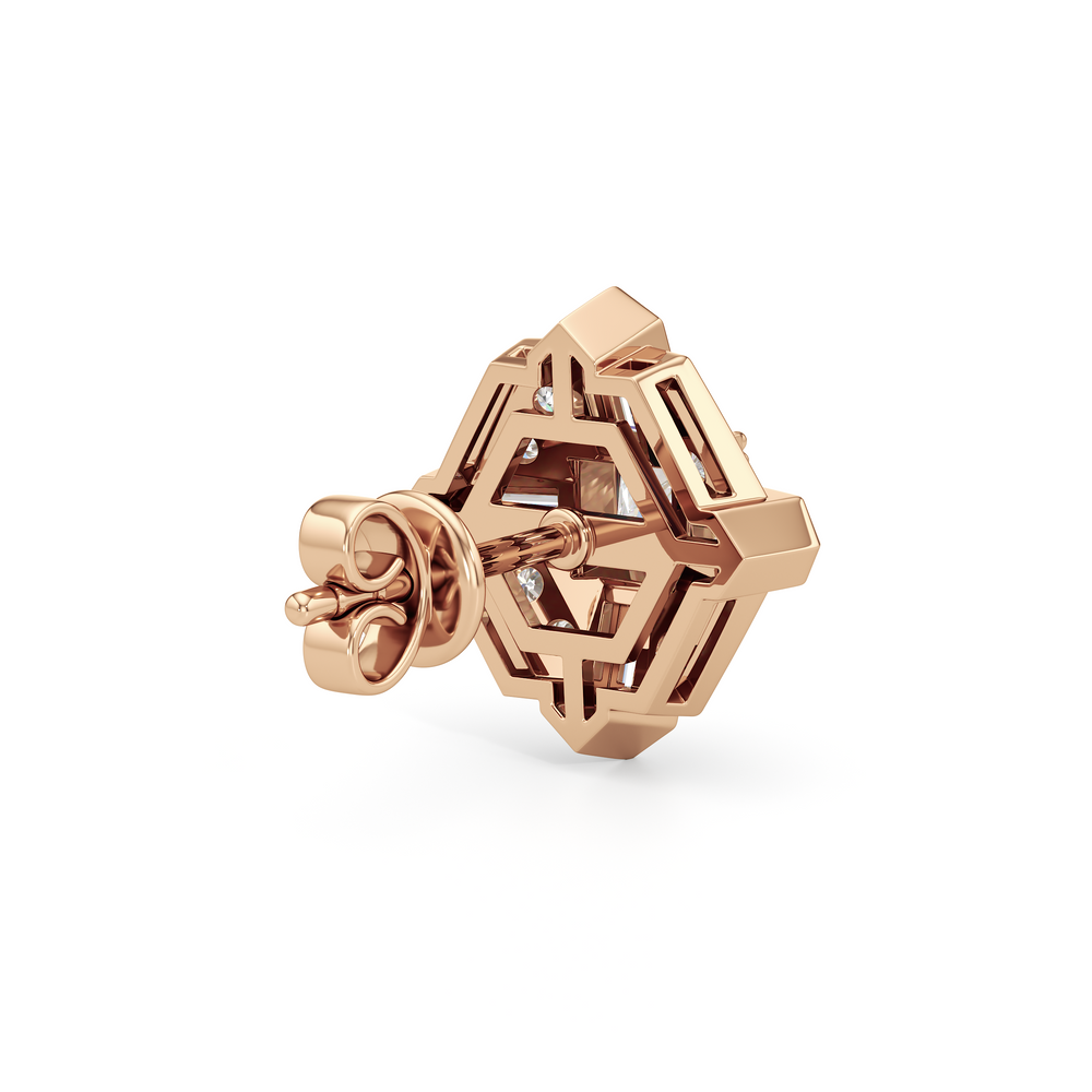The Bullocks Stud Earrings with 18KT Rose Gold / Lab / 1 1/5 Cut Diamond in 14KT Rose Gold / Lab / 1 1/5 view 6
