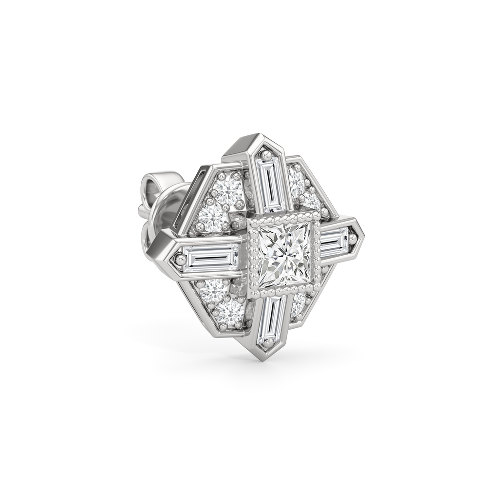 The Bullocks Stud Earrings with 18KT White Gold / Lab / 1 1/5 Cut Diamond in 14KT White Gold / Lab / 1 1/5 view 4
