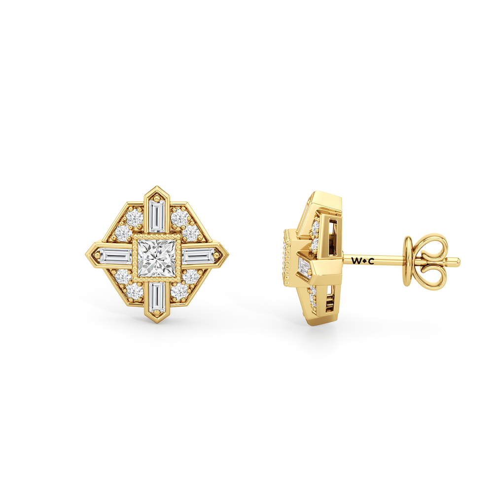The Bullocks Stud Earrings with 18KT Yellow Gold / Lab / 1 1/5 Cut Diamond in 14KT Yellow Gold / Lab / 1 1/5 view 7
