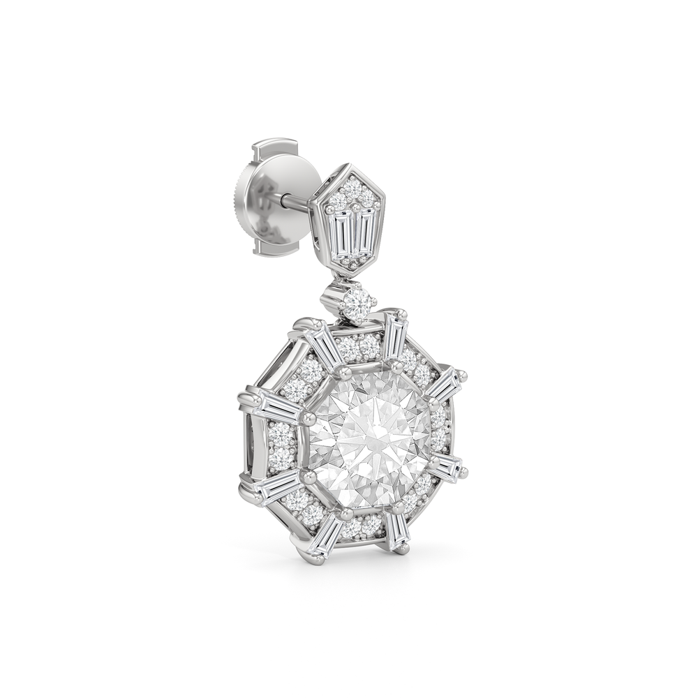 The Allison Earrings with 18KT White Gold / Lab / 4 9/10 Cut Diamond in 14KT White Gold / Lab / 4 9/10 view 3
