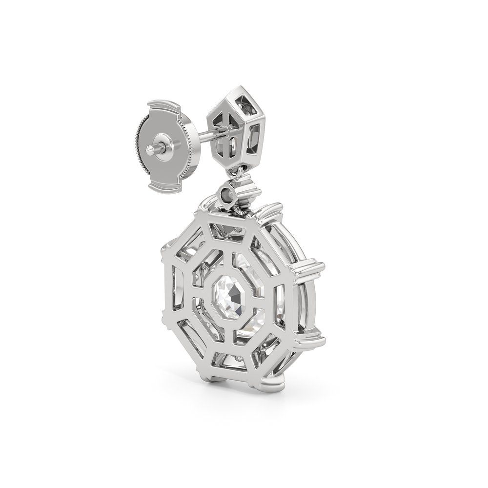 The Allison Earrings with 18KT White Gold / Lab / 4 9/10 Cut Diamond in 14KT White Gold / Lab / 4 9/10 view 4
