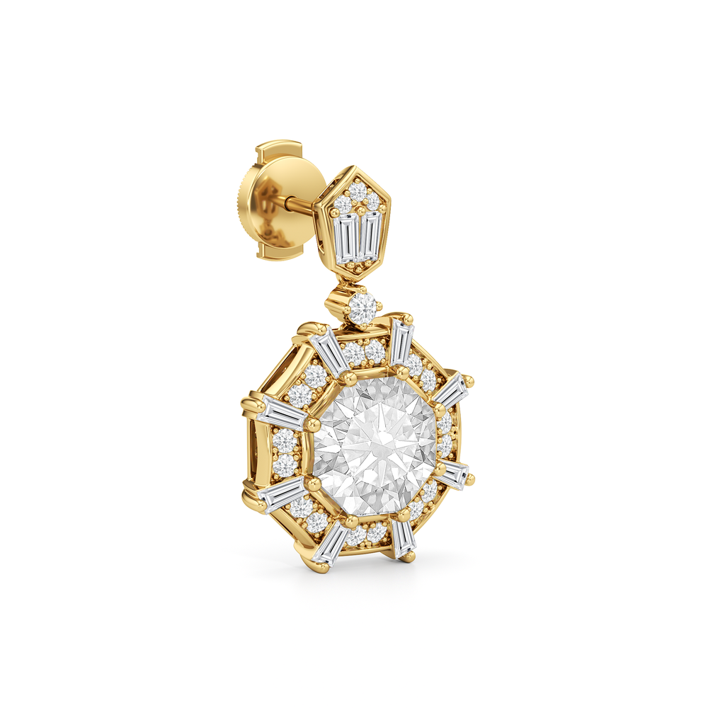 The Allison Earrings with 18KT Yellow Gold / Lab / 4 9/10 Cut Diamond in 14KT Yellow Gold / Lab / 4 9/10 view 3
