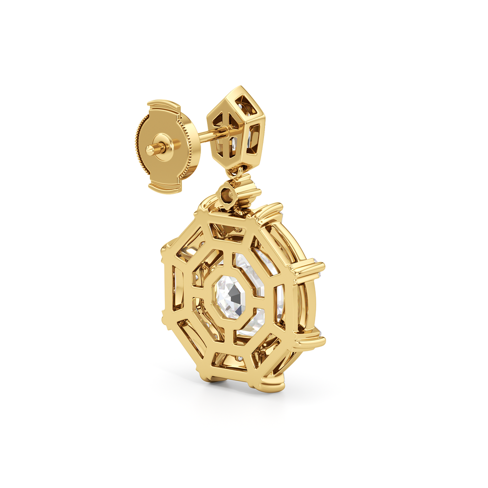 The Allison Earrings with 18KT Yellow Gold / Lab / 4 9/10 Cut Diamond in 14KT Yellow Gold / Lab / 4 9/10 view 4
