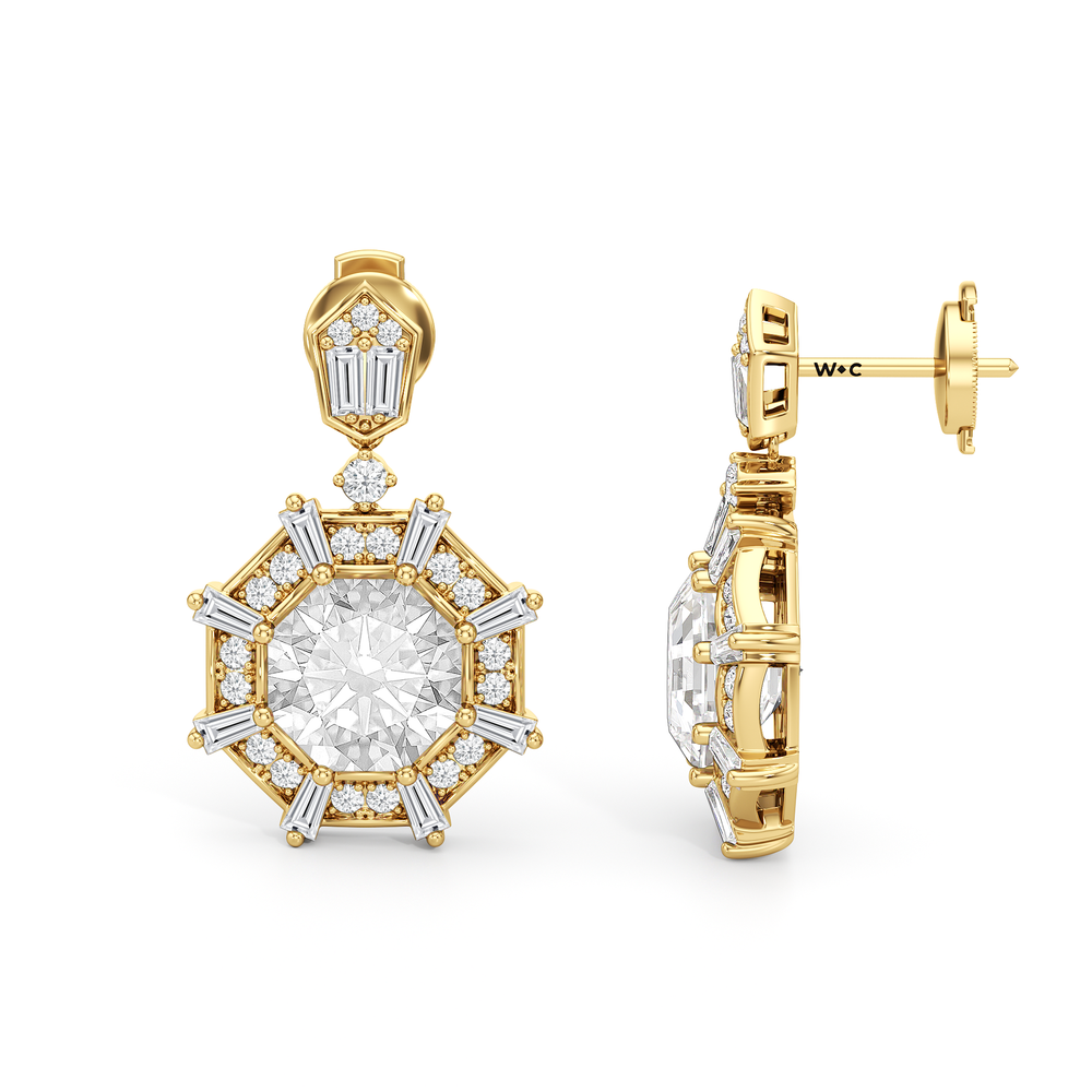 The Allison Earrings with 18KT Yellow Gold / Lab / 4 9/10 Cut Diamond in 14KT Yellow Gold / Lab / 4 9/10 view 5
