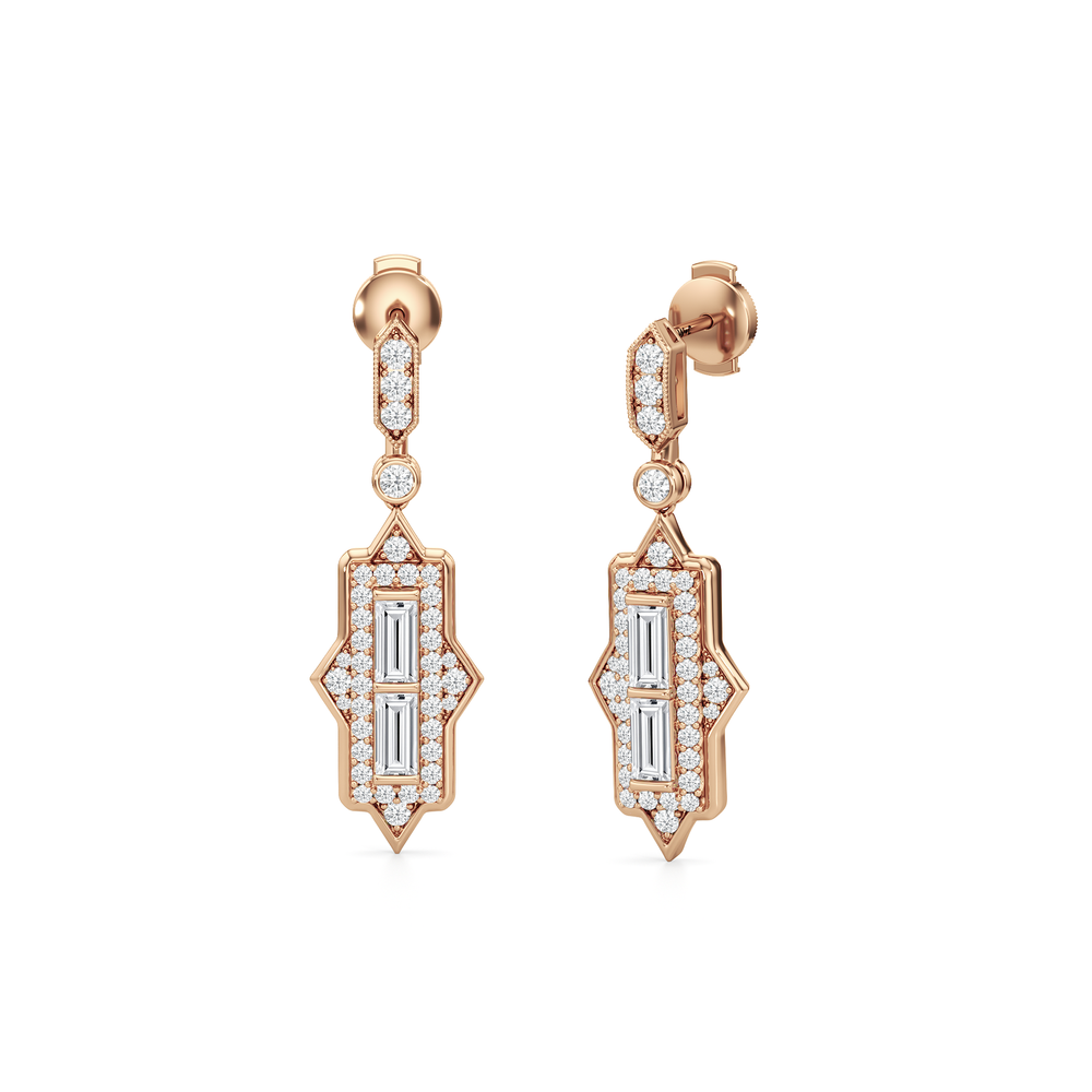The Delano Earrings with 18KT Rose Gold / Lab / 2 1/3 Cut Diamond in 14KT Rose Gold / Lab / 2 1/3 view 1
