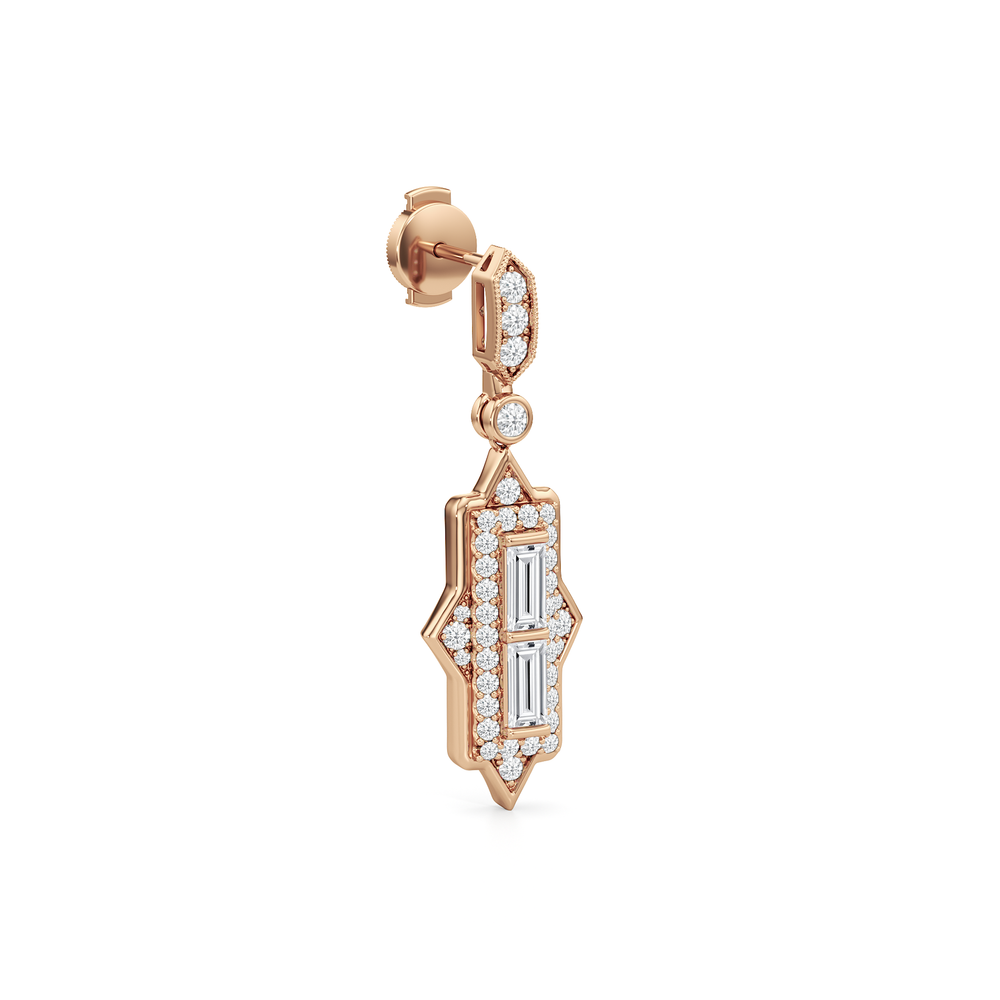 The Delano Earrings with 18KT Rose Gold / Lab / 2 1/3 Cut Diamond in 14KT Rose Gold / Lab / 2 1/3 view 2

