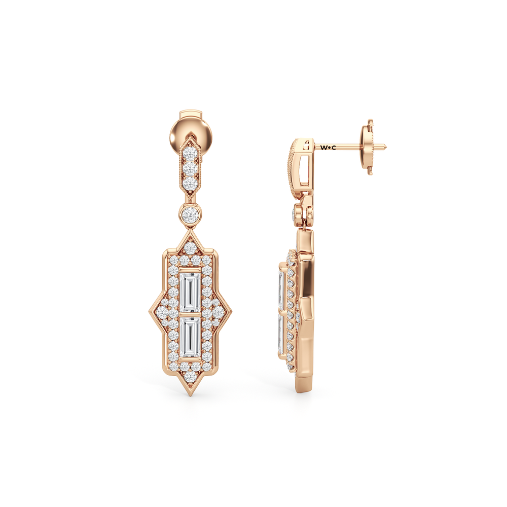 The Delano Earrings with 18KT Rose Gold / Lab / 2 1/3 Cut Diamond in 14KT Rose Gold / Lab / 2 1/3 view 4
